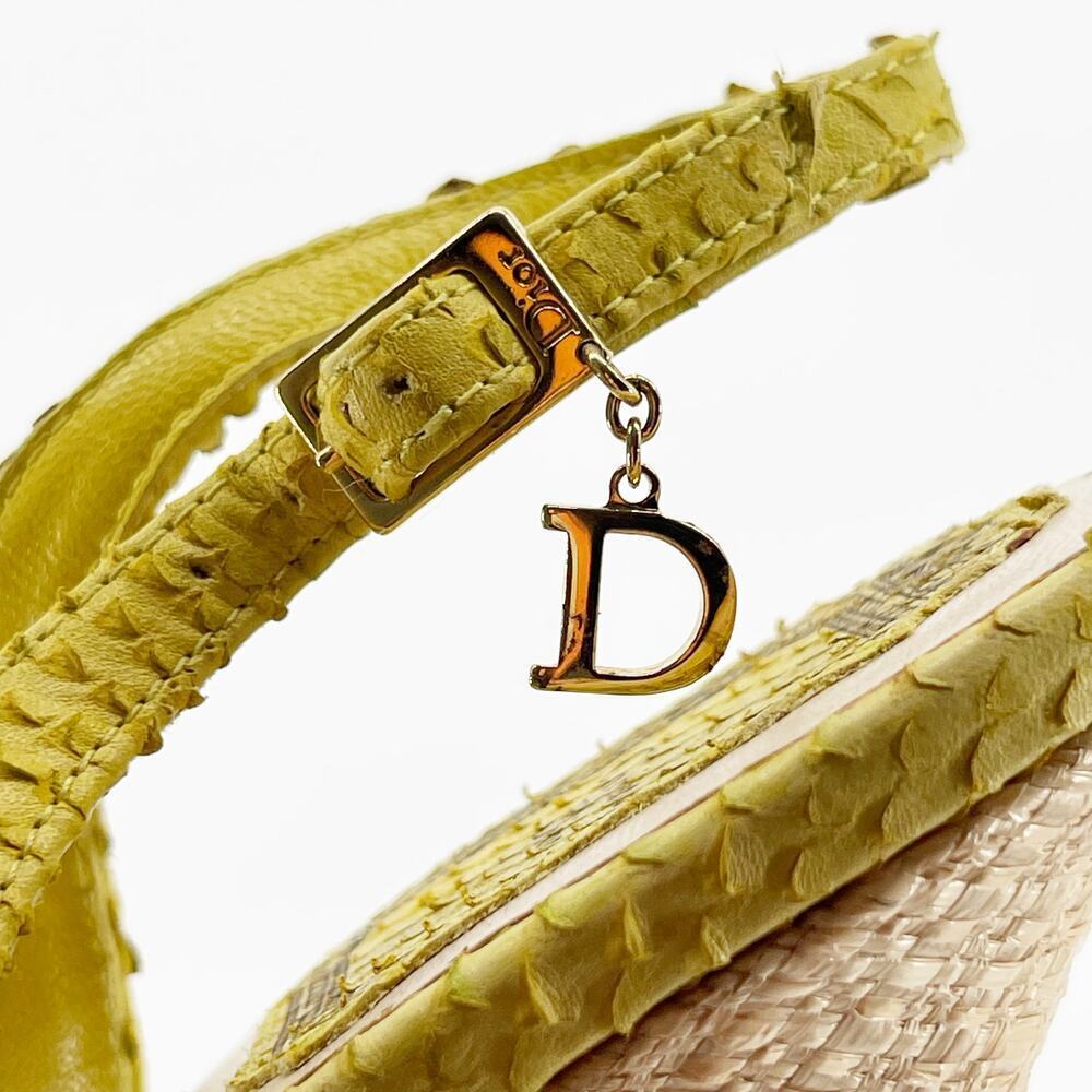 Dior Yellow Python Snakeskin Raffia Embroidered S… - image 10